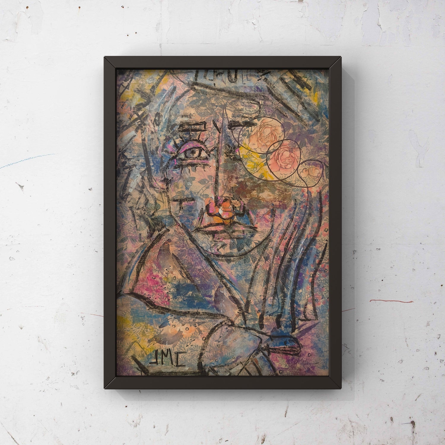 Disassociate collection for Beautiful rooms with original art shown as Giclee print on wall