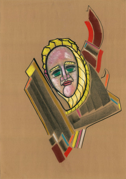 Mask on a snake Giclée print based on original pastel artwork by fine artist Jason Matthew Clark